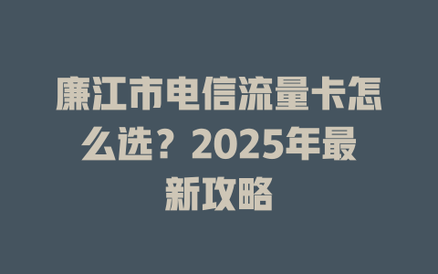 廉江市电信流量卡怎么选？2025年最新攻略