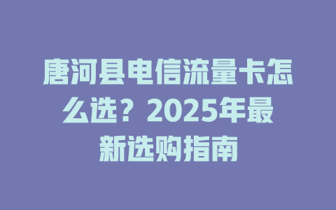 唐河县电信流量卡怎么选？2025年最新选购指南