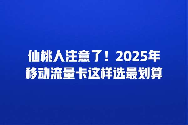 仙桃人注意了！2025年移动流量卡这样选最划算