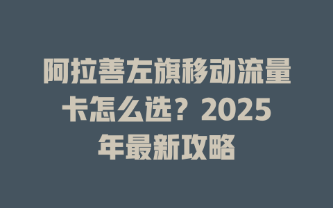 阿拉善左旗移动流量卡怎么选？2025年最新攻略