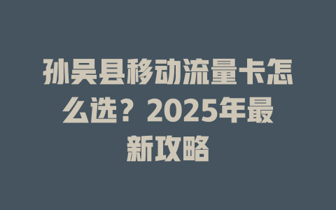 孙吴县移动流量卡怎么选？2025年最新攻略