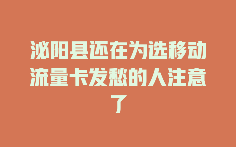 泌阳县还在为选移动流量卡发愁的人注意了
