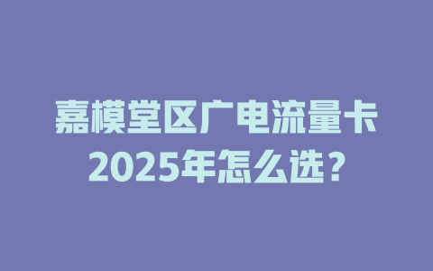 嘉模堂区广电流量卡2025年怎么选？