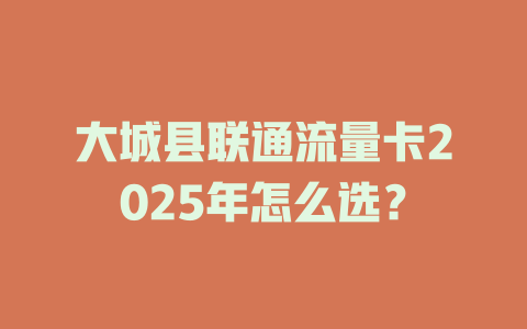 大城县联通流量卡2025年怎么选？
