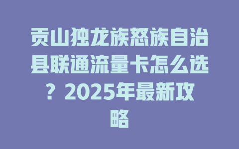 贡山独龙族怒族自治县联通流量卡怎么选？2025年最新攻略