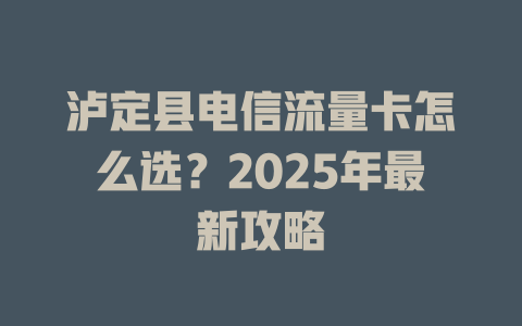 泸定县电信流量卡怎么选？2025年最新攻略