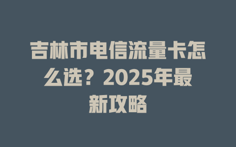吉林市电信流量卡怎么选？2025年最新攻略