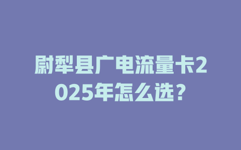 尉犁县广电流量卡2025年怎么选？