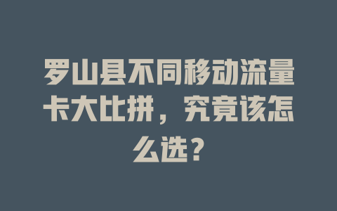 罗山县不同移动流量卡大比拼，究竟该怎么选？