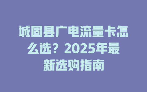 城固县广电流量卡怎么选？2025年最新选购指南