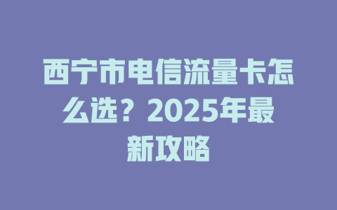 西宁市电信流量卡怎么选？2025年最新攻略