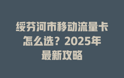 绥芬河市移动流量卡怎么选？2025年最新攻略