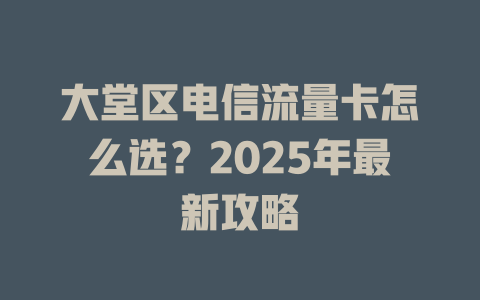 大堂区电信流量卡怎么选？2025年最新攻略