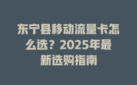 东宁县移动流量卡怎么选？2025年最新选购指南
