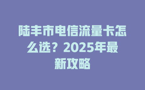 陆丰市电信流量卡怎么选？2025年最新攻略