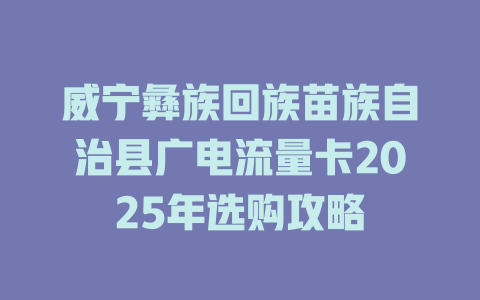 威宁彝族回族苗族自治县广电流量卡2025年选购攻略