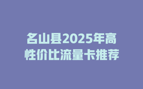 名山县2025年高性价比流量卡推荐