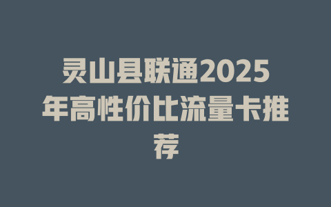 灵山县联通2025年高性价比流量卡推荐
