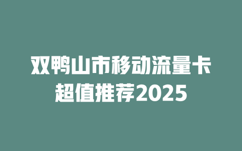 双鸭山市移动流量卡超值推荐2025