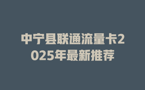 中宁县联通流量卡2025年最新推荐