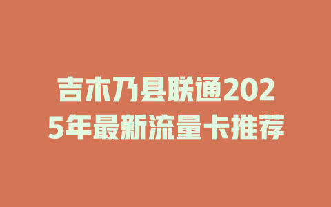 吉木乃县联通2025年最新流量卡推荐