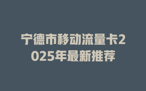 宁德市移动流量卡2025年最新推荐
