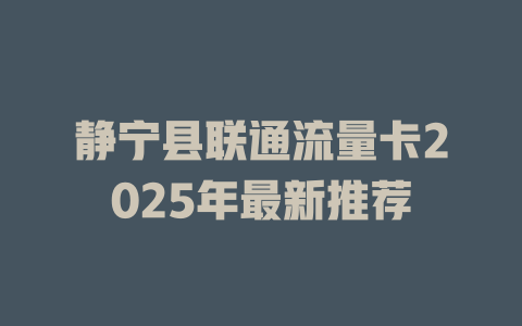 静宁县联通流量卡2025年最新推荐
