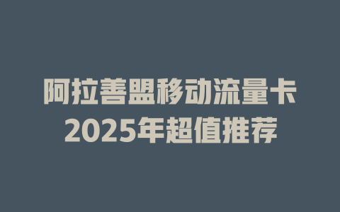 阿拉善盟移动流量卡2025年超值推荐