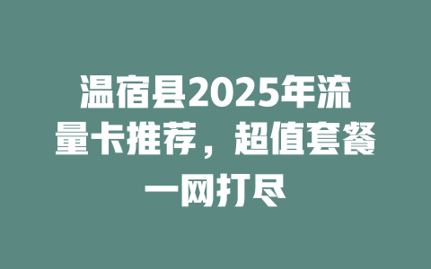 温宿县2025年流量卡推荐，超值套餐一网打尽