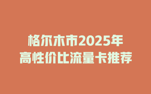 格尔木市2025年高性价比流量卡推荐