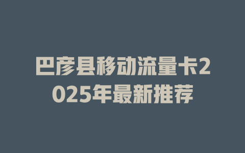 巴彦县移动流量卡2025年最新推荐