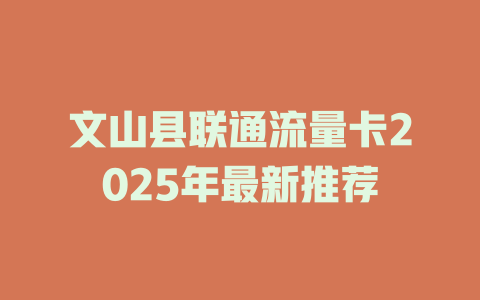 文山县联通流量卡2025年最新推荐