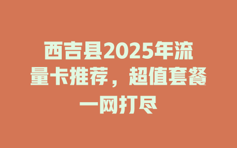 西吉县2025年流量卡推荐，超值套餐一网打尽