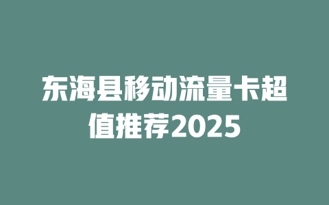 东海县移动流量卡超值推荐2025