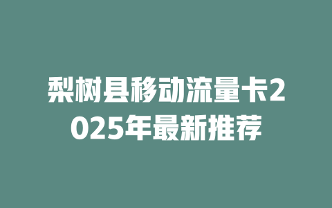 梨树县移动流量卡2025年最新推荐