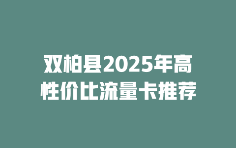 双柏县2025年高性价比流量卡推荐