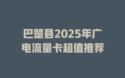 巴楚县2025年广电流量卡超值推荐