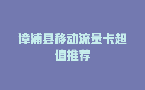 漳浦县移动流量卡超值推荐