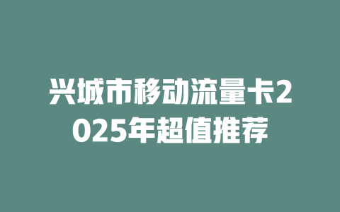 兴城市移动流量卡2025年超值推荐