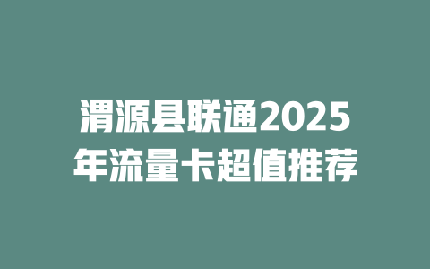 渭源县联通2025年流量卡超值推荐