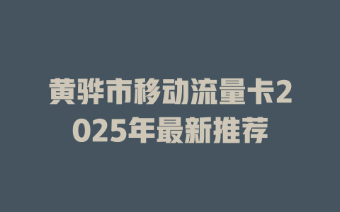黄骅市移动流量卡2025年最新推荐