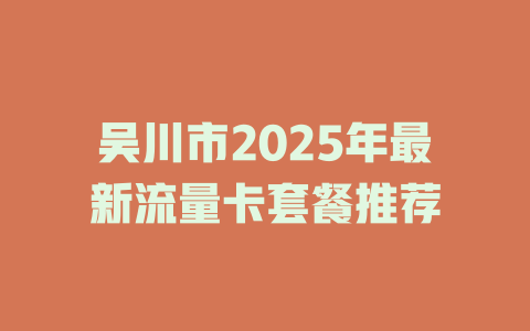 吴川市2025年最新流量卡套餐推荐