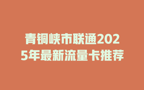 青铜峡市联通2025年最新流量卡推荐