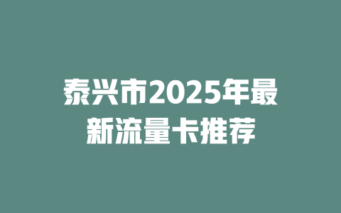 泰兴市2025年最新流量卡推荐