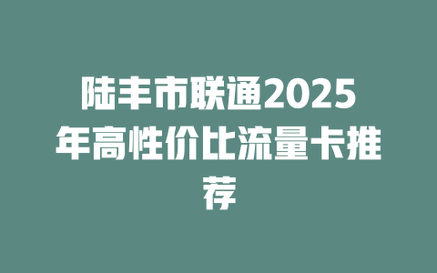 陆丰市联通2025年高性价比流量卡推荐