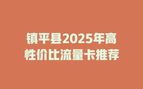 镇平县2025年高性价比流量卡推荐