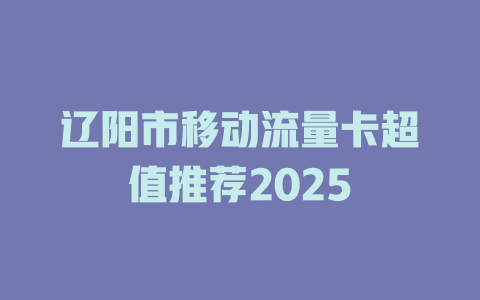 辽阳市移动流量卡超值推荐2025