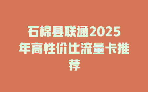石棉县联通2025年高性价比流量卡推荐