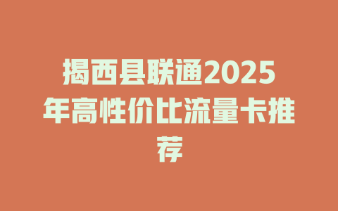 揭西县联通2025年高性价比流量卡推荐
