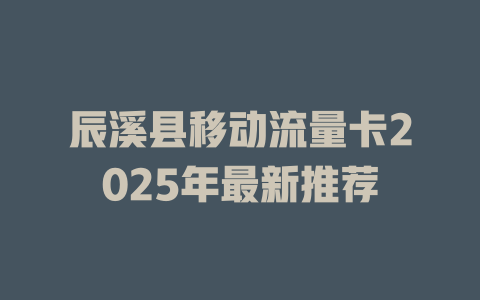 辰溪县移动流量卡2025年最新推荐